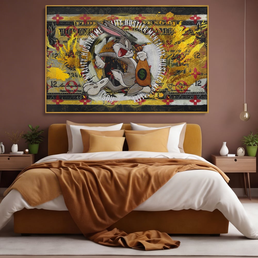 Tablou Canvas Premium, LuxCanva® B1028, Dolar Bugs Bunny, Decorativ, Animatie, Dolari, America, Culori Vibrante