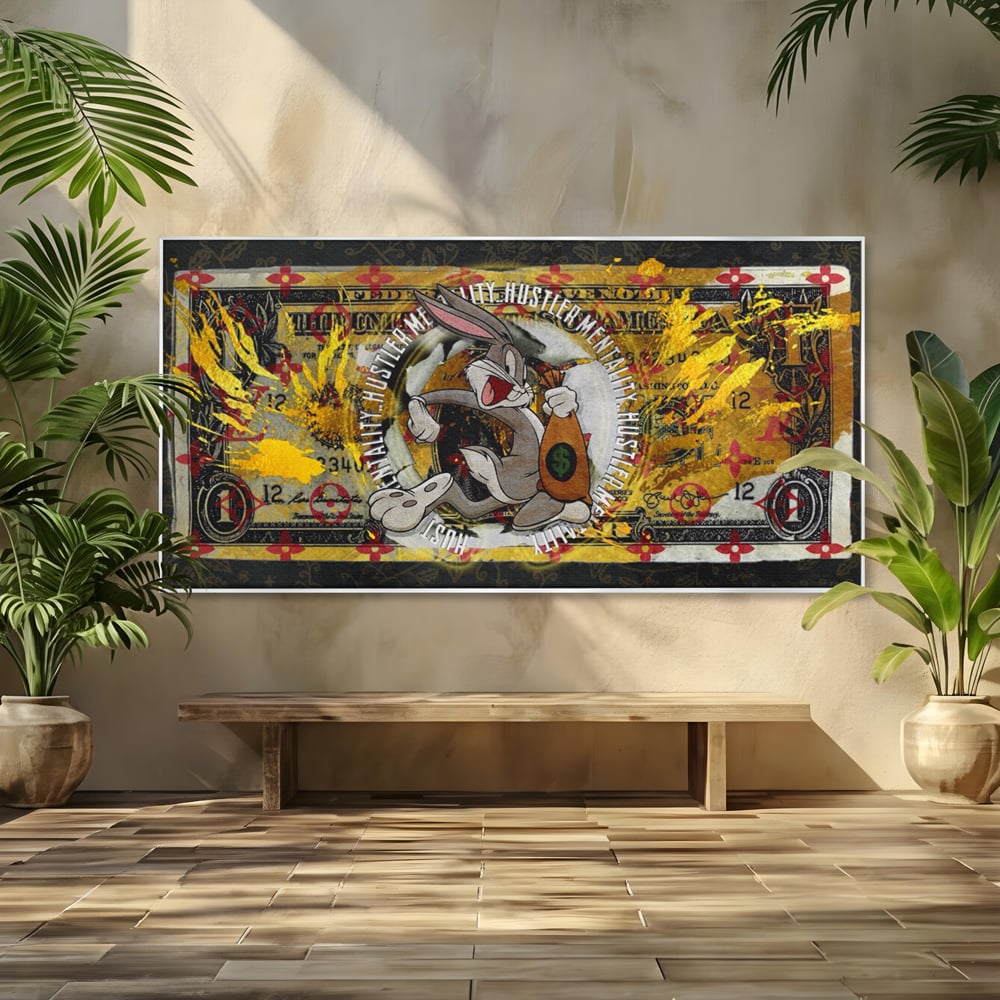 Tablou Canvas Premium, LuxCanva® B1028, Dolar Bugs Bunny, Decorativ, Animatie, Dolari, America, Culori Vibrante
