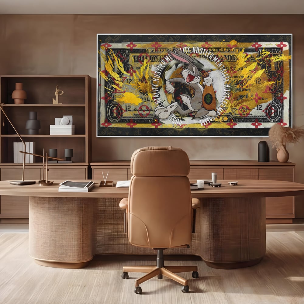 Tablou Canvas Premium, LuxCanva® B1028, Dolar Bugs Bunny, Decorativ, Animatie, Dolari, America, Culori Vibrante