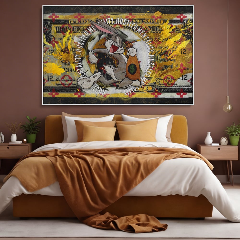Tablou Canvas Premium, LuxCanva® B1028, Dolar Bugs Bunny, Decorativ, Animatie, Dolari, America, Culori Vibrante