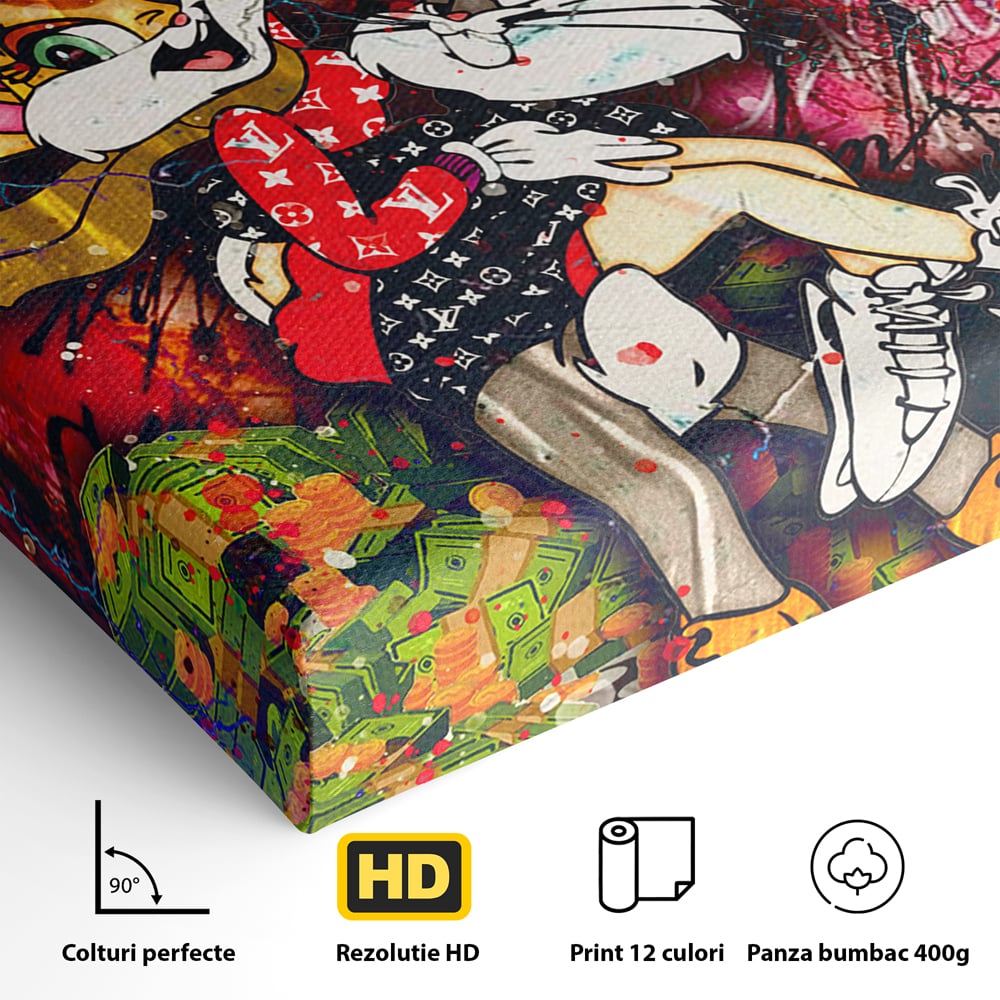 Tablou Canvas Premium LuxCanva® B1030, True Love , LoLa Bunny, Looney Tunes, Bugs Bunny, Desene Animate, Motivational, Culori Vibrante