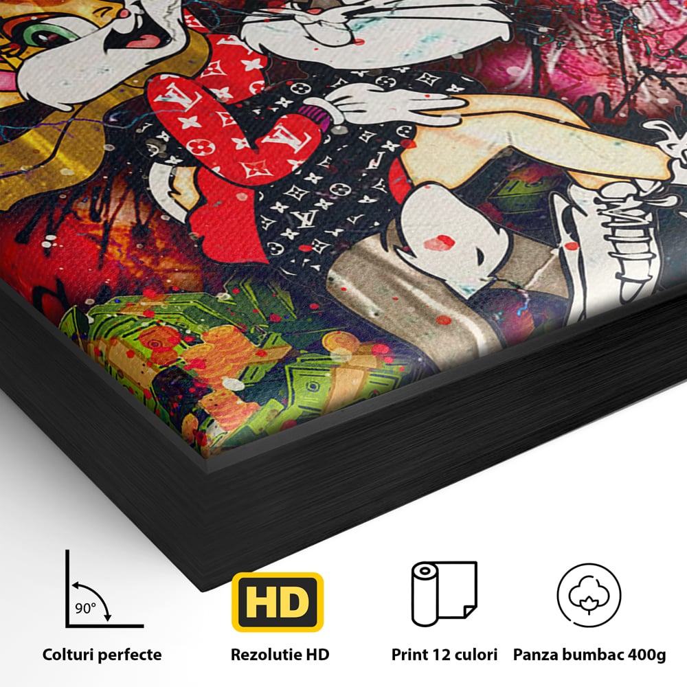 Tablou Canvas Premium LuxCanva® B1030, True Love , LoLa Bunny, Looney Tunes, Bugs Bunny, Desene Animate, Motivational, Culori Vibrante