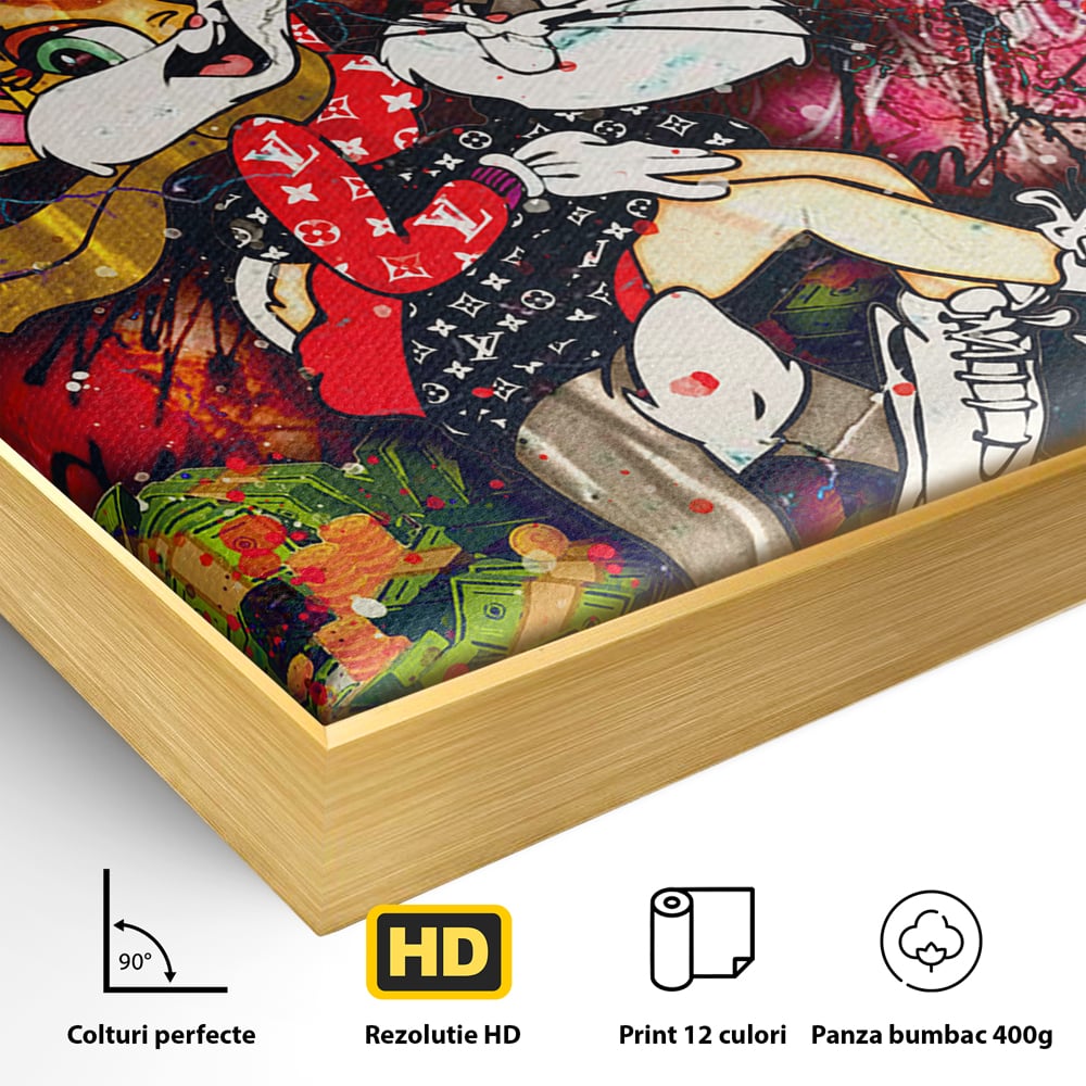 Tablou Canvas Premium LuxCanva® B1030, True Love , LoLa Bunny, Looney Tunes, Bugs Bunny, Desene Animate, Motivational, Culori Vibrante