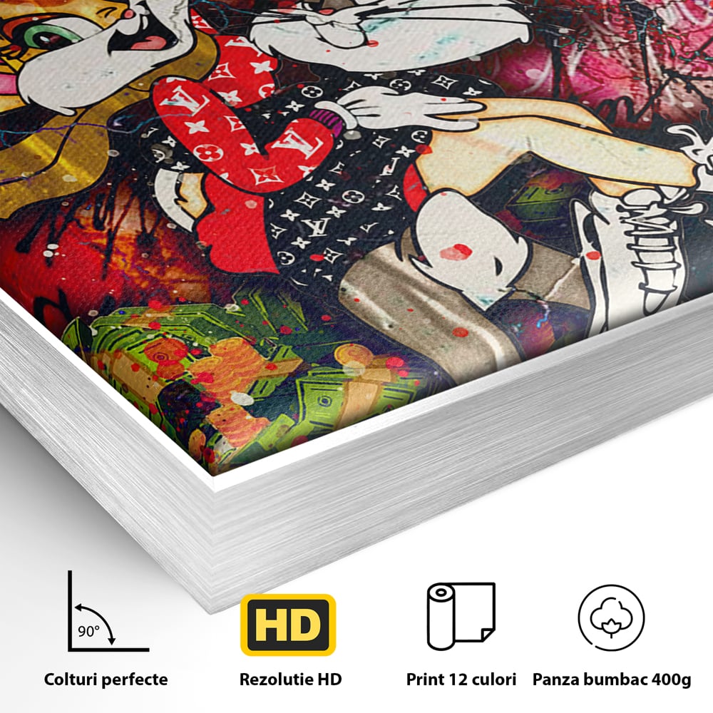 Tablou Canvas Premium LuxCanva® B1030, True Love , LoLa Bunny, Looney Tunes, Bugs Bunny, Desene Animate, Motivational, Culori Vibrante