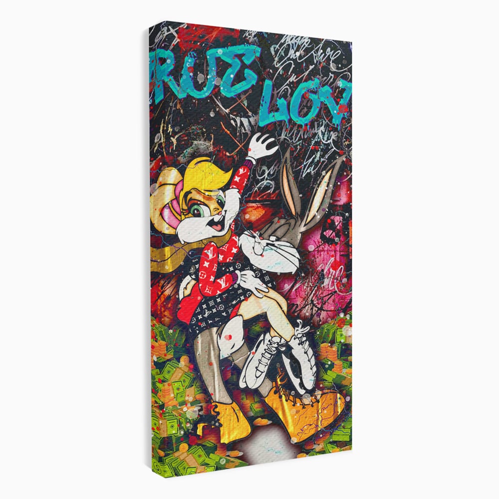 Tablou Canvas Premium LuxCanva® B1030, True Love , LoLa Bunny, Looney Tunes, Bugs Bunny, Desene Animate, Motivational, Culori Vibrante