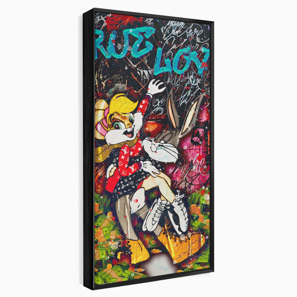Tablou Canvas Premium LuxCanva® B1030, True Love , LoLa Bunny, Looney Tunes, Bugs Bunny, Desene Animate, Motivational, Culori Vibrante
