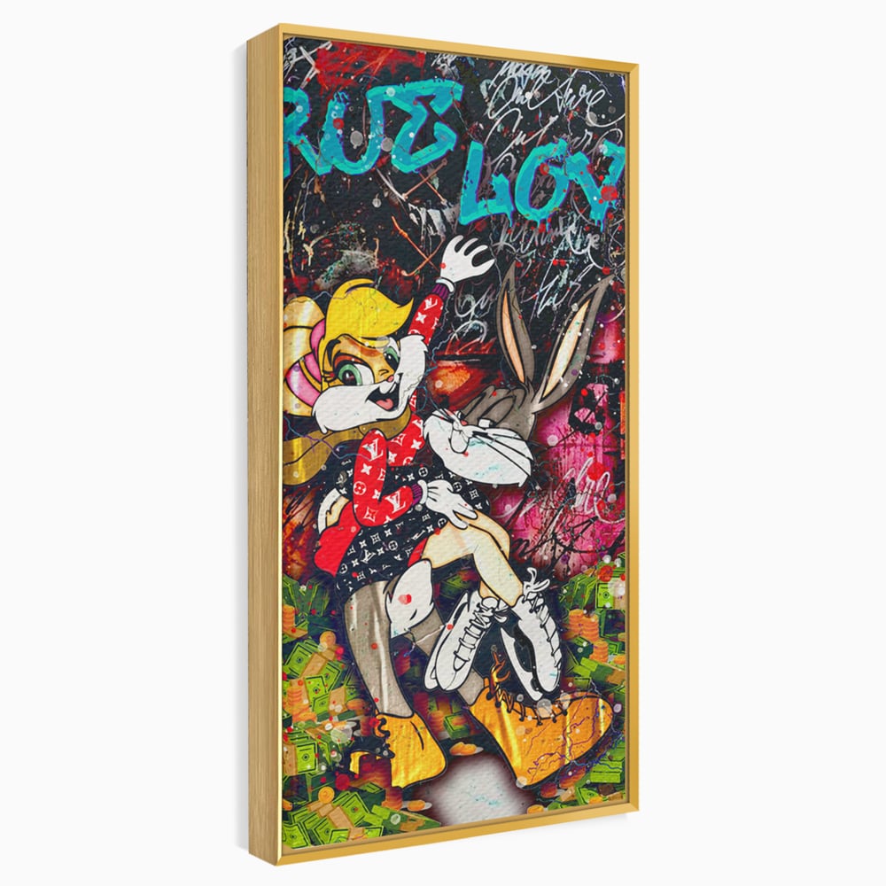 Tablou Canvas Premium LuxCanva® B1030, True Love , LoLa Bunny, Looney Tunes, Bugs Bunny, Desene Animate, Motivational, Culori Vibrante