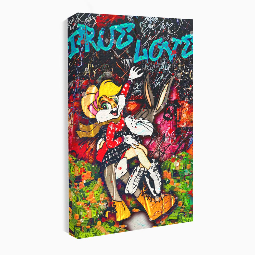 Tablou Canvas Premium LuxCanva® B1030, True Love , LoLa Bunny, Looney Tunes, Bugs Bunny, Desene Animate, Motivational, Culori Vibrante
