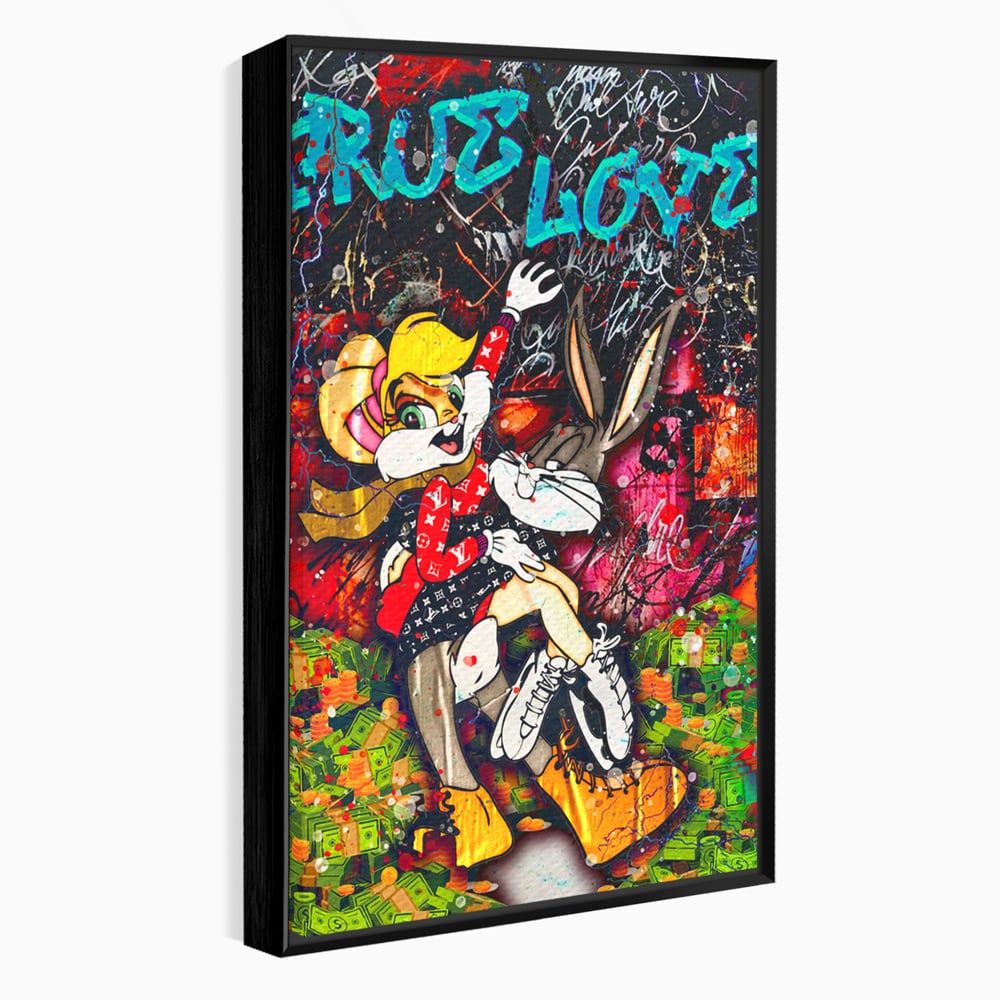 Tablou Canvas Premium LuxCanva® B1030, True Love , LoLa Bunny, Looney Tunes, Bugs Bunny, Desene Animate, Motivational, Culori Vibrante