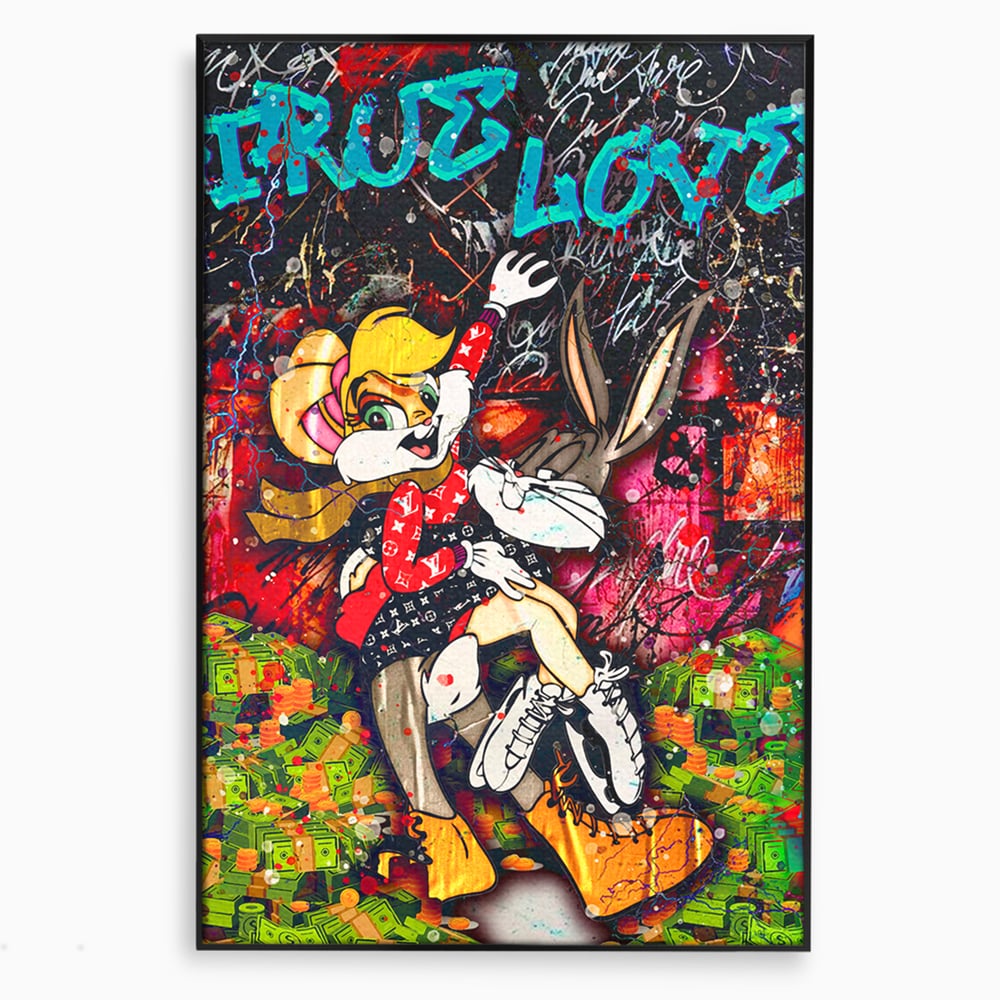 Tablou Canvas Premium LuxCanva® B1030, True Love , LoLa Bunny, Looney Tunes, Bugs Bunny, Desene Animate, Motivational, Culori Vibrante