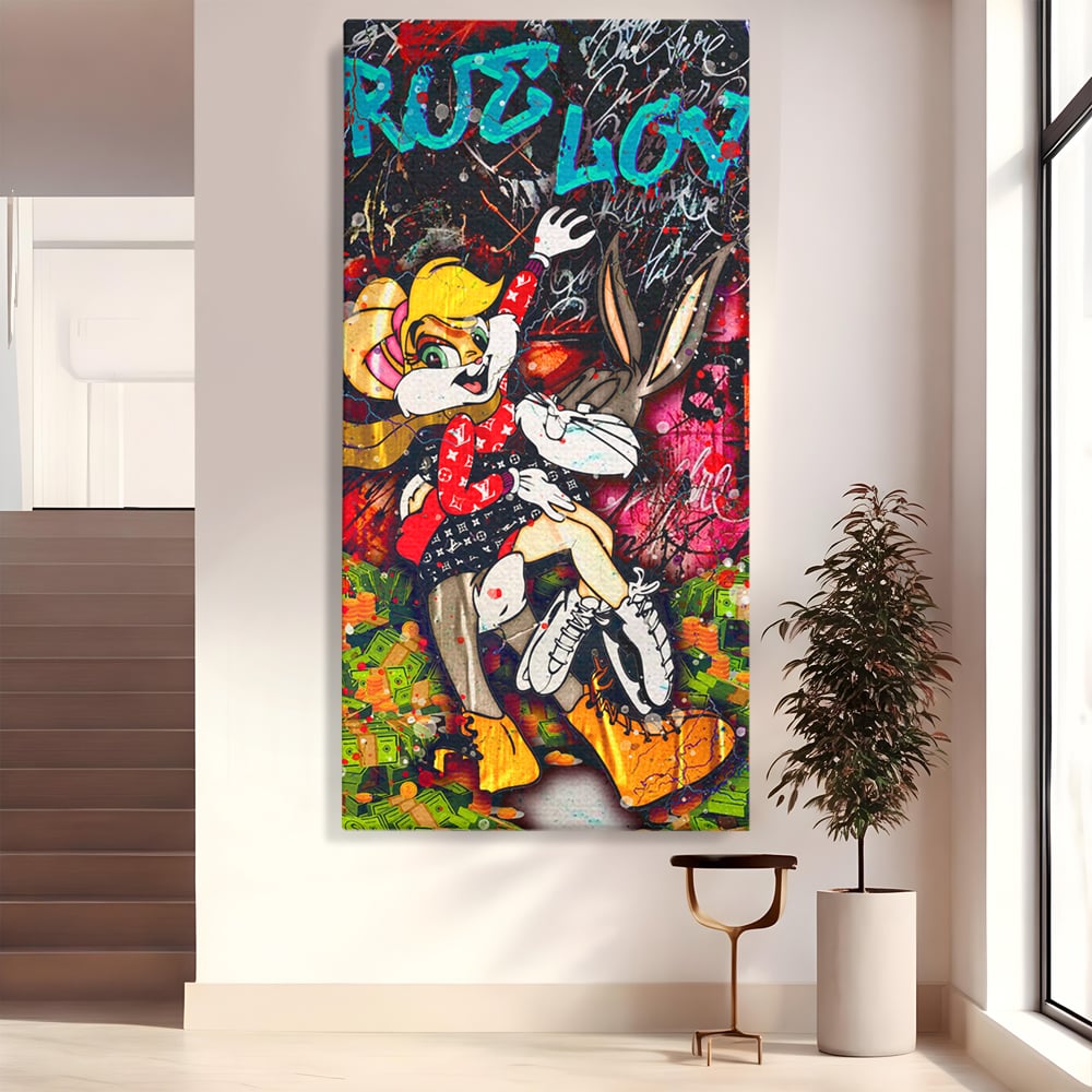 Tablou Canvas Premium LuxCanva® B1030, True Love , LoLa Bunny, Looney Tunes, Bugs Bunny, Desene Animate, Motivational, Culori Vibrante