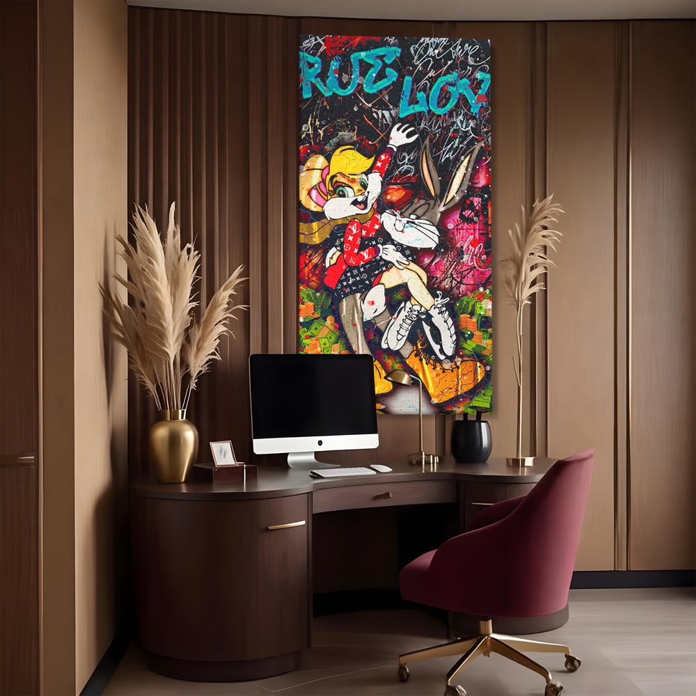 Tablou Canvas Premium LuxCanva® B1030, True Love , LoLa Bunny, Looney Tunes, Bugs Bunny, Desene Animate, Motivational, Culori Vibrante