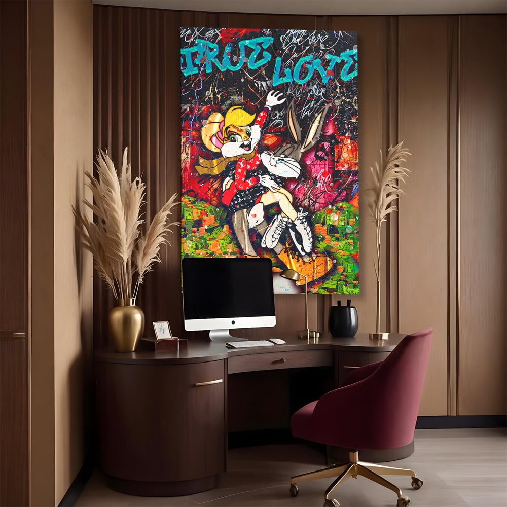 Tablou Canvas Premium LuxCanva® B1030, True Love , LoLa Bunny, Looney Tunes, Bugs Bunny, Desene Animate, Motivational, Culori Vibrante