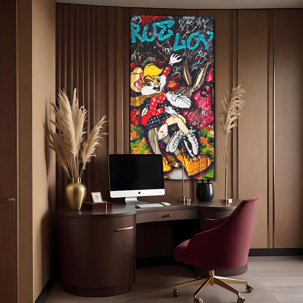 Tablou Canvas Premium LuxCanva® B1030, True Love , LoLa Bunny, Looney Tunes, Bugs Bunny, Desene Animate, Motivational, Culori Vibrante