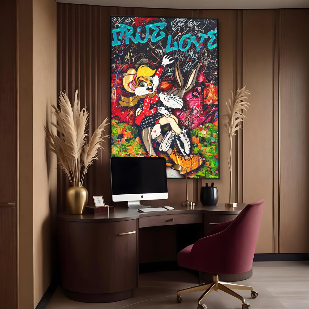 Tablou Canvas Premium LuxCanva® B1030, True Love , LoLa Bunny, Looney Tunes, Bugs Bunny, Desene Animate, Motivational, Culori Vibrante