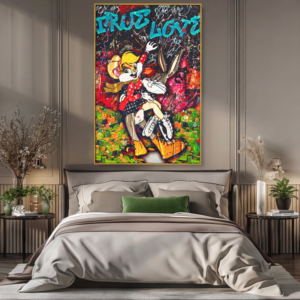 Tablou Canvas Premium LuxCanva® B1030, True Love , LoLa Bunny, Looney Tunes, Bugs Bunny, Desene Animate, Motivational, Culori Vibrante