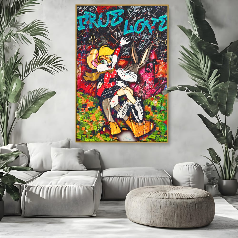 Tablou Canvas Premium LuxCanva® B1030, True Love , LoLa Bunny, Looney Tunes, Bugs Bunny, Desene Animate, Motivational, Culori Vibrante