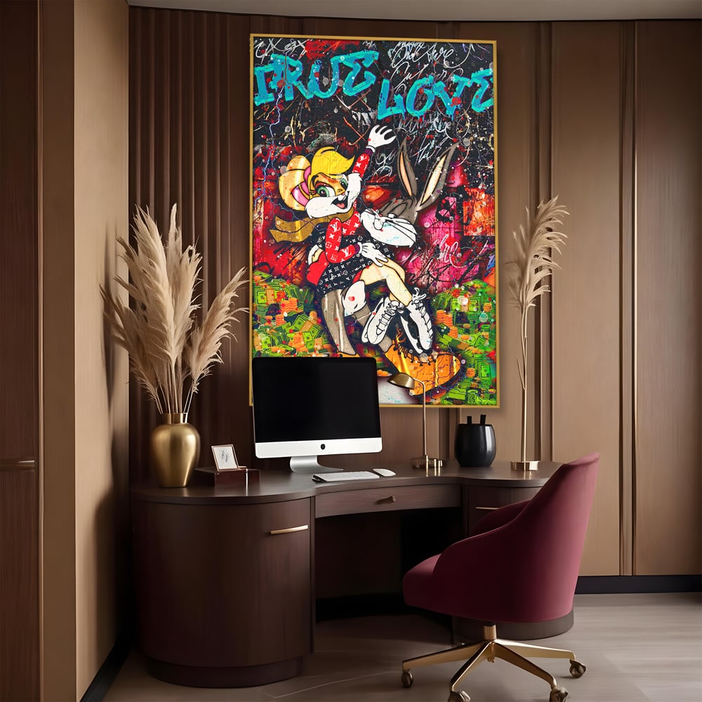 Tablou Canvas Premium LuxCanva® B1030, True Love , LoLa Bunny, Looney Tunes, Bugs Bunny, Desene Animate, Motivational, Culori Vibrante