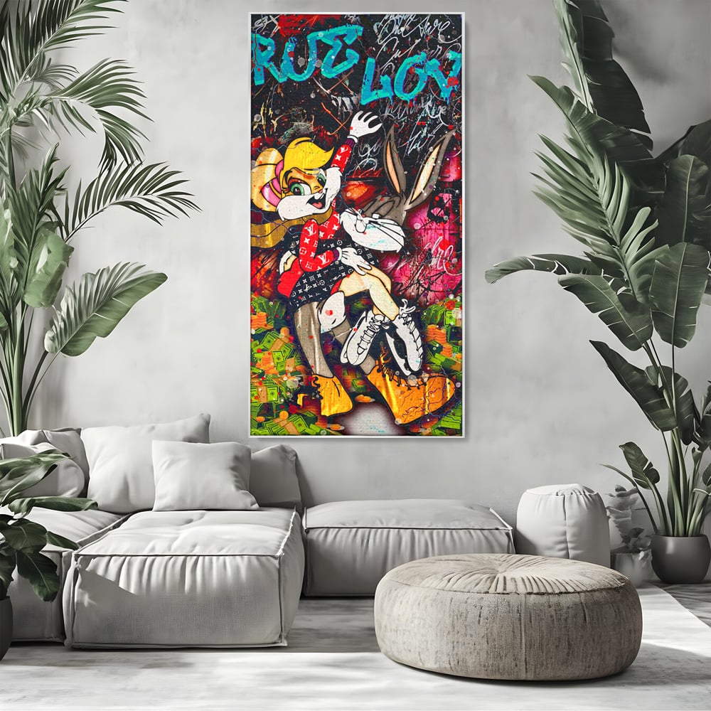 Tablou Canvas Premium LuxCanva® B1030, True Love , LoLa Bunny, Looney Tunes, Bugs Bunny, Desene Animate, Motivational, Culori Vibrante