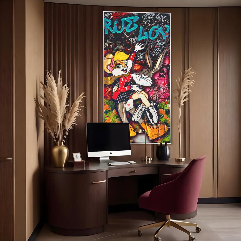 Tablou Canvas Premium LuxCanva® B1030, True Love , LoLa Bunny, Looney Tunes, Bugs Bunny, Desene Animate, Motivational, Culori Vibrante