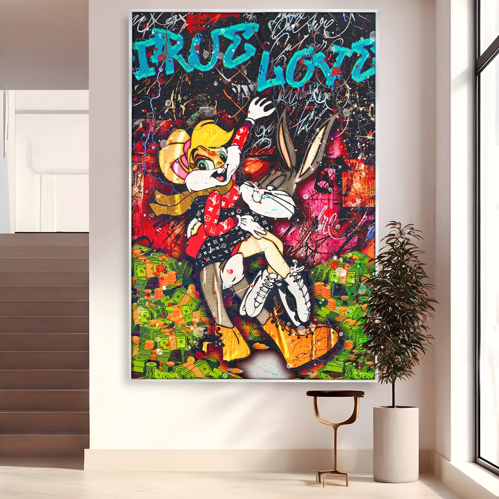 Tablou Canvas Premium LuxCanva® B1030, True Love , LoLa Bunny, Looney Tunes, Bugs Bunny, Desene Animate, Motivational, Culori Vibrante