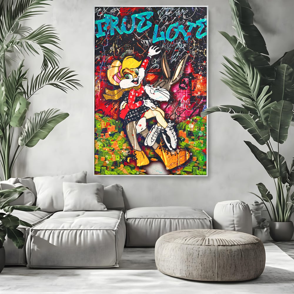 Tablou Canvas Premium LuxCanva® B1030, True Love , LoLa Bunny, Looney Tunes, Bugs Bunny, Desene Animate, Motivational, Culori Vibrante