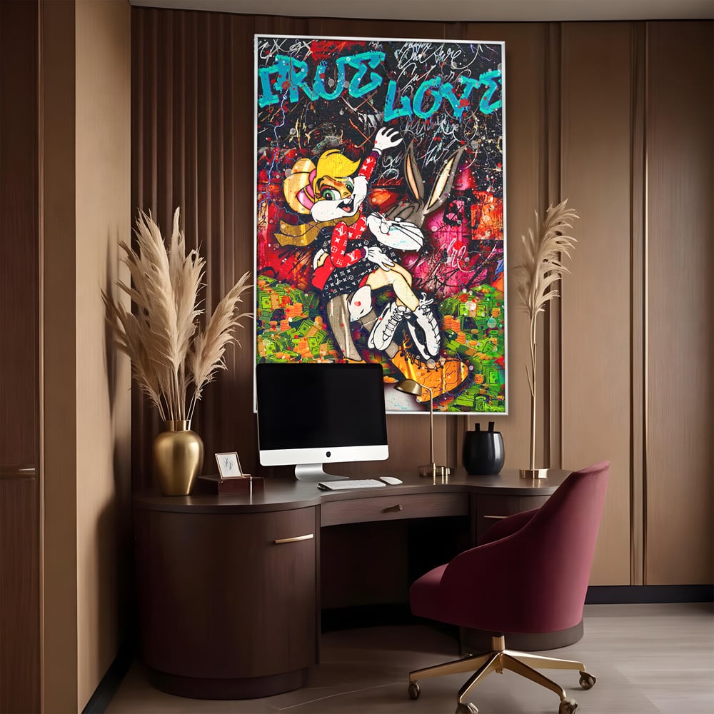 Tablou Canvas Premium LuxCanva® B1030, True Love , LoLa Bunny, Looney Tunes, Bugs Bunny, Desene Animate, Motivational, Culori Vibrante