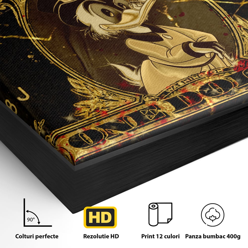 Tablou Canvas Premium LuxCanva® B1032, Life For Money , Decorativ, Donald Duck, Bani, Dolari, Motivational, Culori Vibrante