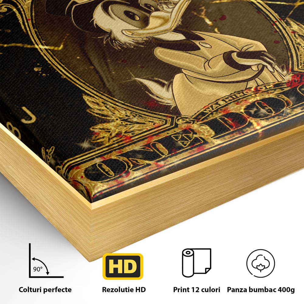 Tablou Canvas Premium LuxCanva® B1032, Life For Money , Decorativ, Donald Duck, Bani, Dolari, Motivational, Culori Vibrante
