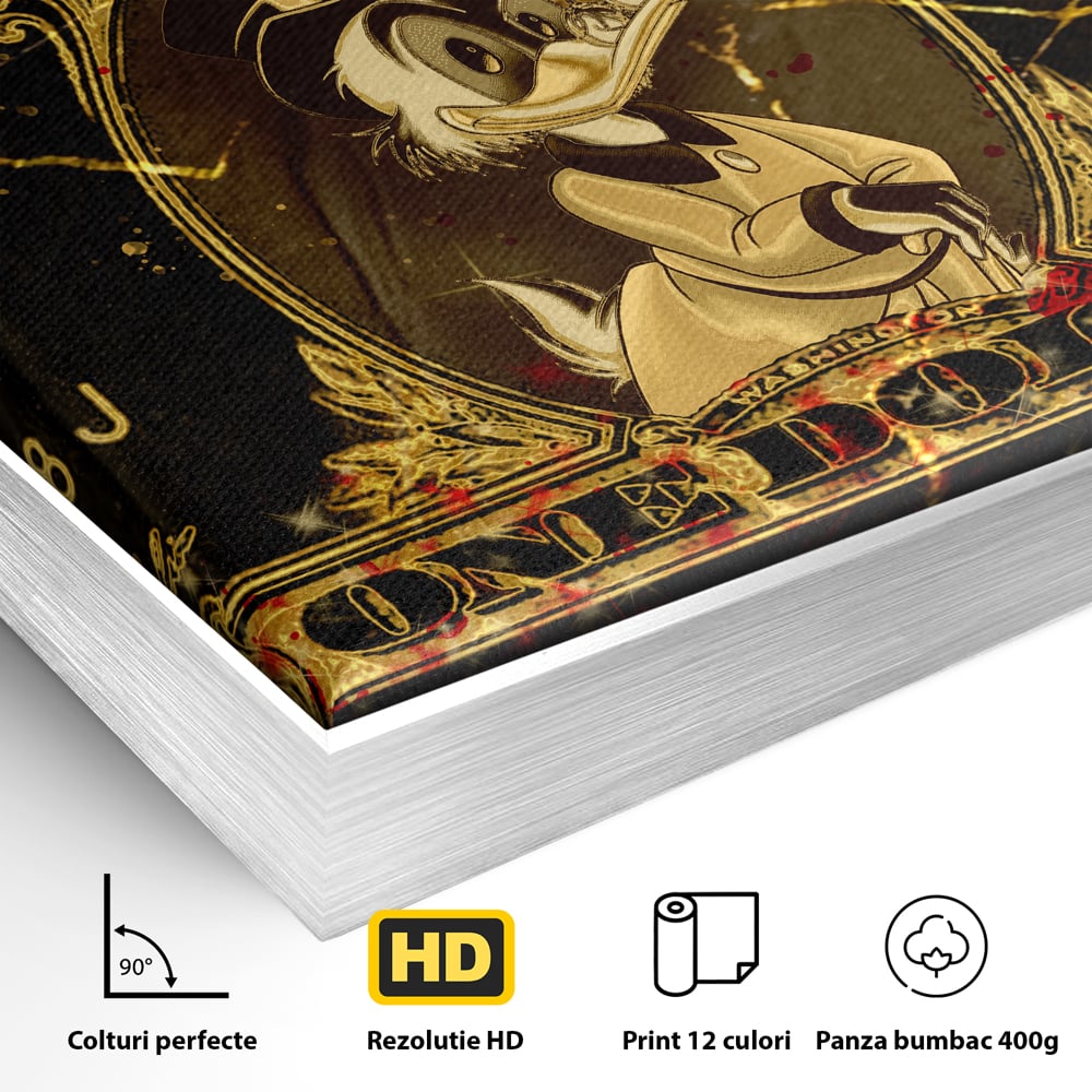 Tablou Canvas Premium LuxCanva® B1032, Life For Money , Decorativ, Donald Duck, Bani, Dolari, Motivational, Culori Vibrante
