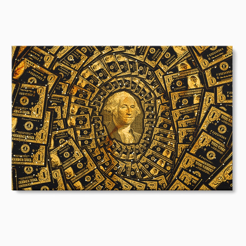 Tablou Canvas Premium LuxCanva® B1034, George Washington , Decorativ, Presedinte, America, Dolari, Culori Vibrante