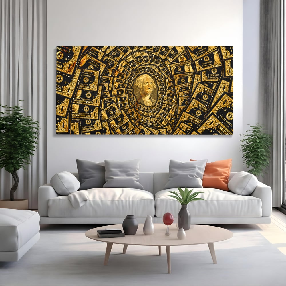 Tablou Canvas Premium LuxCanva® B1034, George Washington , Decorativ, Presedinte, America, Dolari, Culori Vibrante