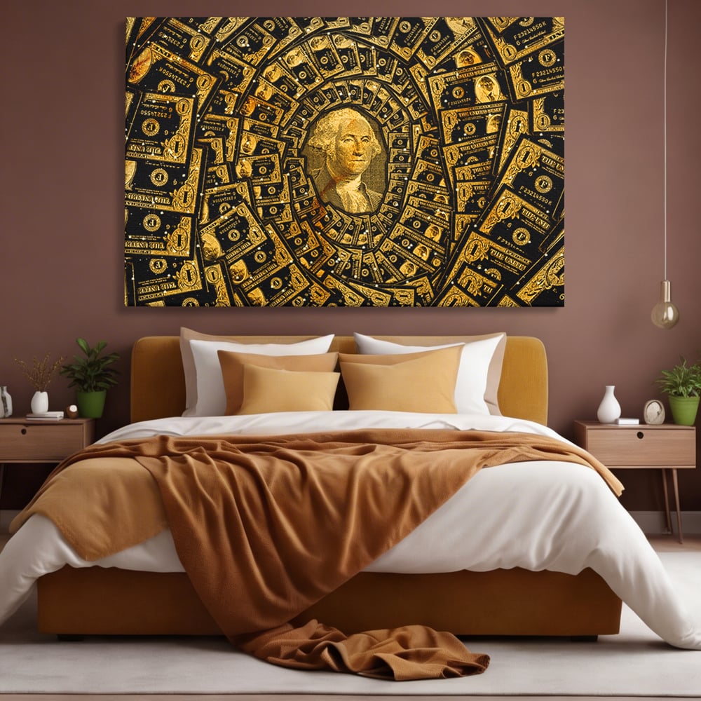 Tablou Canvas Premium LuxCanva® B1034, George Washington , Decorativ, Presedinte, America, Dolari, Culori Vibrante