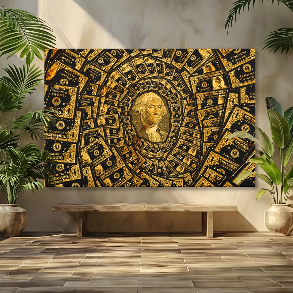 Tablou Canvas Premium LuxCanva® B1034, George Washington , Decorativ, Presedinte, America, Dolari, Culori Vibrante