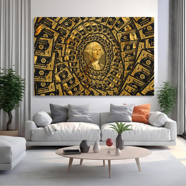 Tablou Canvas Premium LuxCanva® B1034, George Washington , Decorativ, Presedinte, America, Dolari, Culori Vibrante