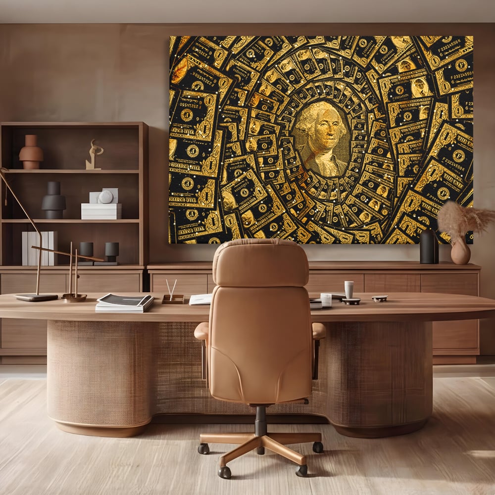Tablou Canvas Premium LuxCanva® B1034, George Washington , Decorativ, Presedinte, America, Dolari, Culori Vibrante