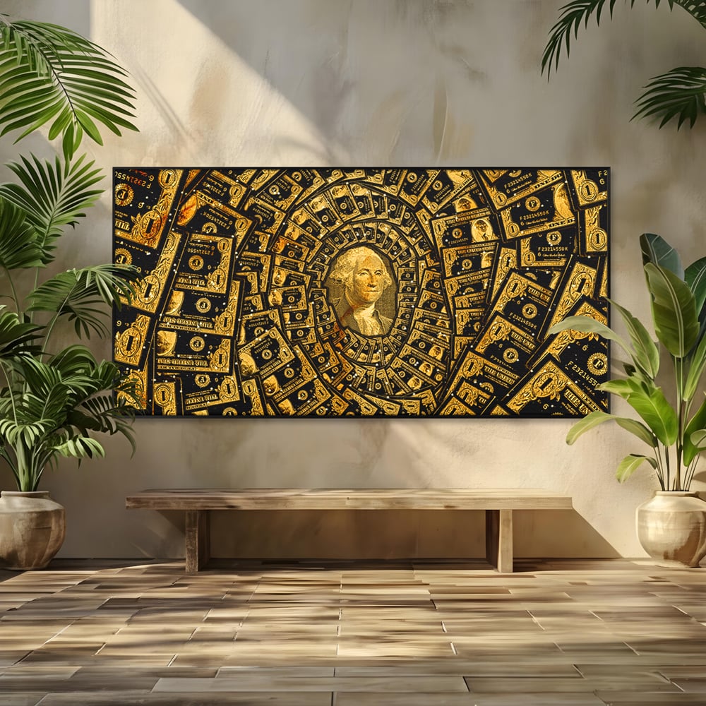 Tablou Canvas Premium LuxCanva® B1034, George Washington , Decorativ, Presedinte, America, Dolari, Culori Vibrante