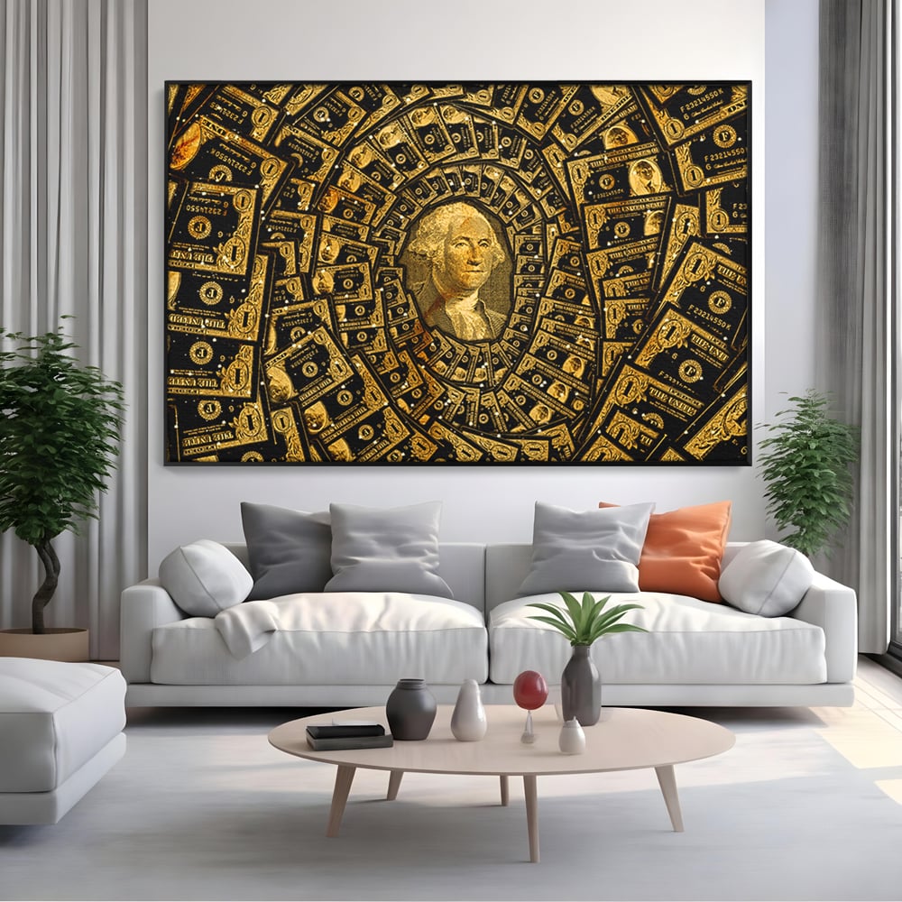 Tablou Canvas Premium LuxCanva® B1034, George Washington , Decorativ, Presedinte, America, Dolari, Culori Vibrante