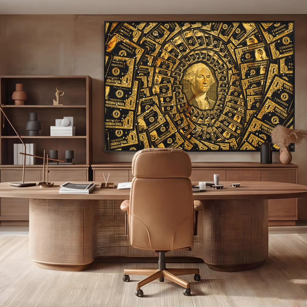 Tablou Canvas Premium LuxCanva® B1034, George Washington , Decorativ, Presedinte, America, Dolari, Culori Vibrante
