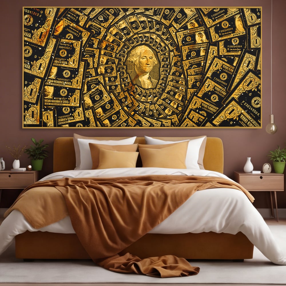 Tablou Canvas Premium LuxCanva® B1034, George Washington , Decorativ, Presedinte, America, Dolari, Culori Vibrante