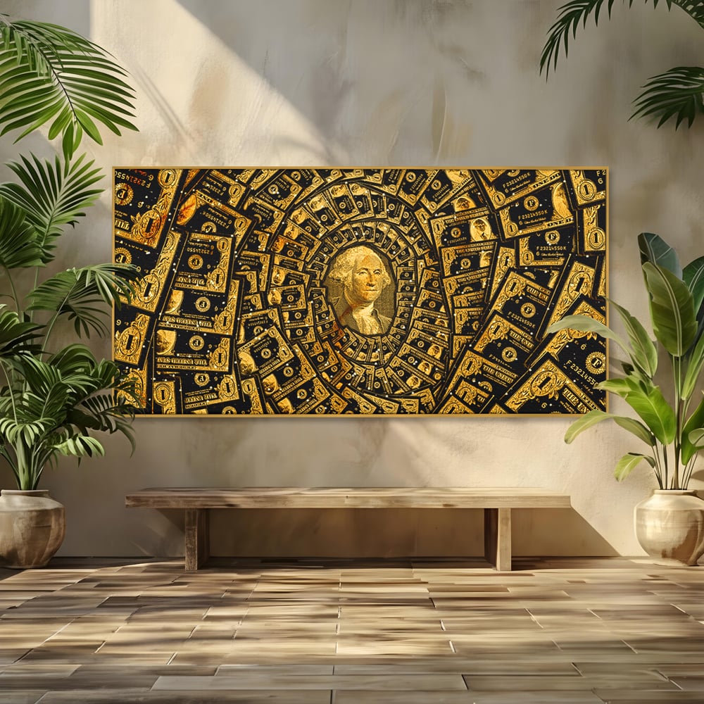 Tablou Canvas Premium LuxCanva® B1034, George Washington , Decorativ, Presedinte, America, Dolari, Culori Vibrante