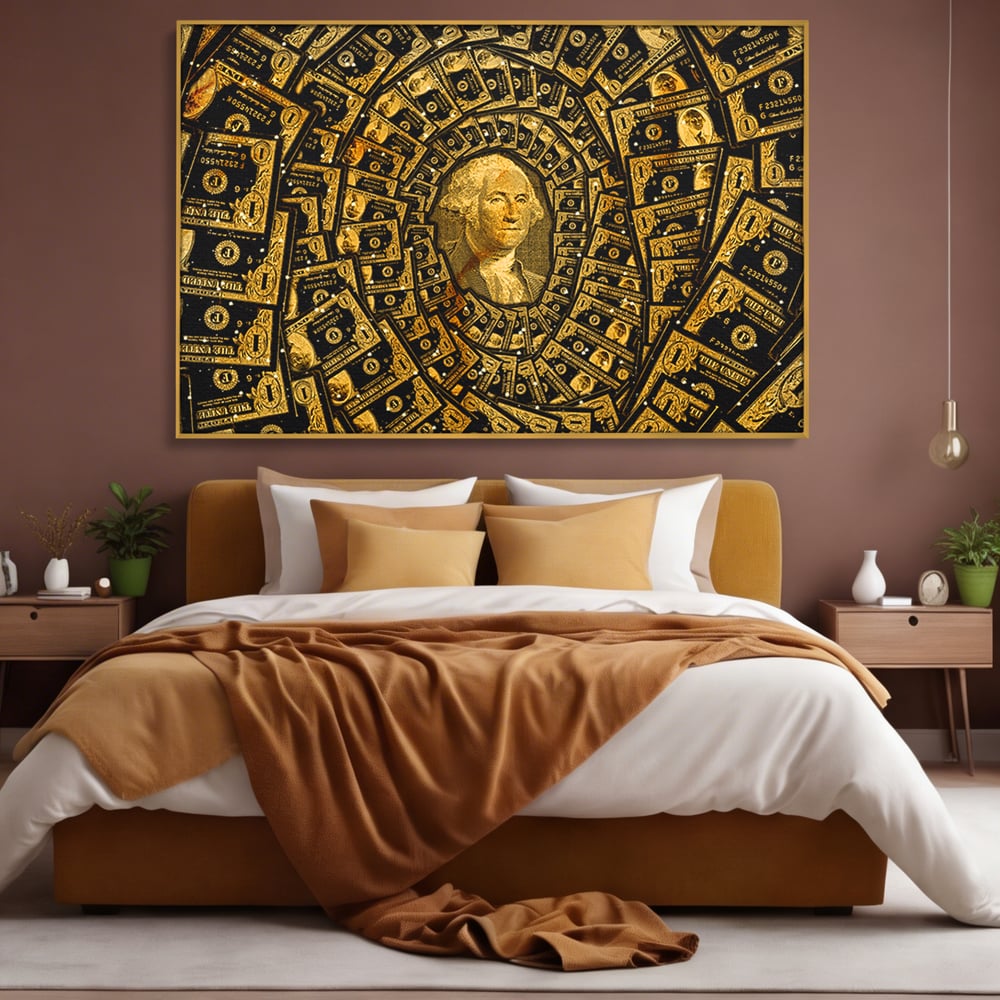 Tablou Canvas Premium LuxCanva® B1034, George Washington , Decorativ, Presedinte, America, Dolari, Culori Vibrante