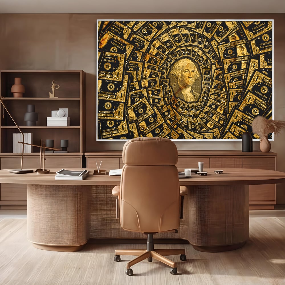 Tablou Canvas Premium LuxCanva® B1034, George Washington , Decorativ, Presedinte, America, Dolari, Culori Vibrante