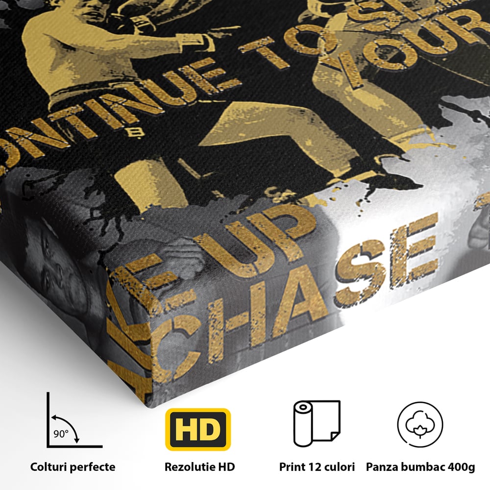 Tablou Canvas Premium LuxCanva® B1037, Muhammad Ali , Decorativ, Boxer, Pugilist, Sportiv, Motivational, Culori Vibrante