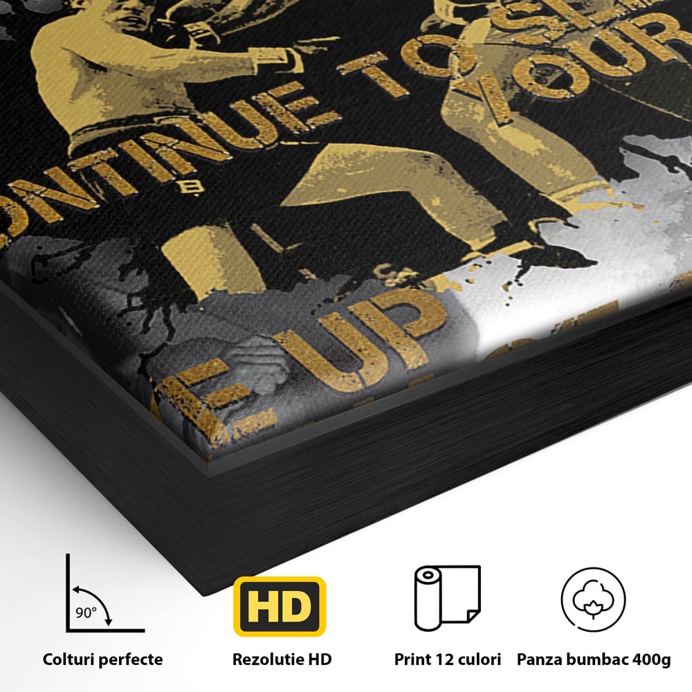 Tablou Canvas Premium LuxCanva® B1037, Muhammad Ali , Decorativ, Boxer, Pugilist, Sportiv, Motivational, Culori Vibrante