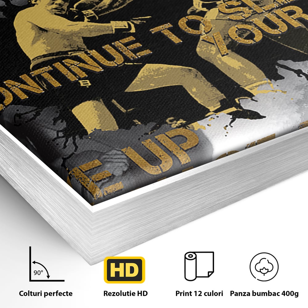 Tablou Canvas Premium LuxCanva® B1037, Muhammad Ali , Decorativ, Boxer, Pugilist, Sportiv, Motivational, Culori Vibrante