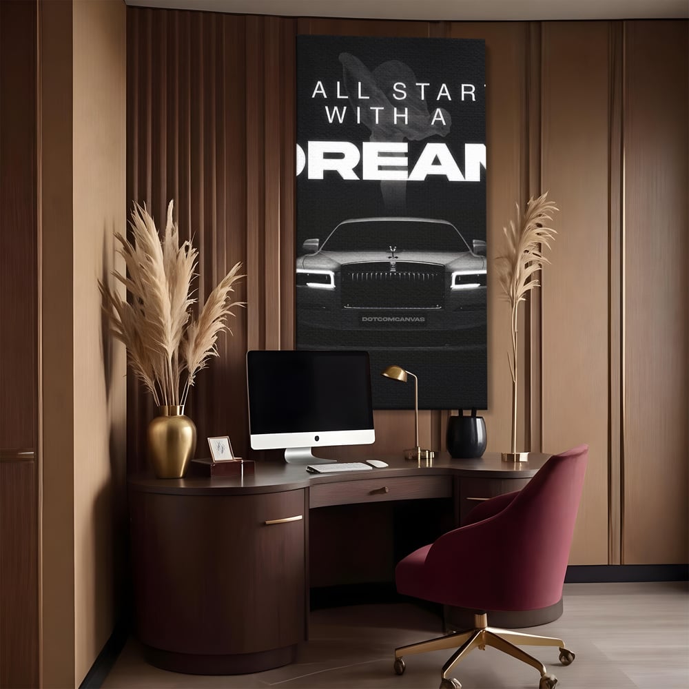Tablou Canvas Premium LuxCanva® B1038, It All Starts With A Dream , Decorativ, Inspirational, Rolls-Royce, Alb Si Negru