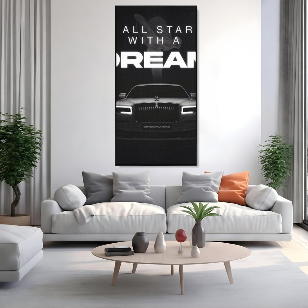 Tablou Canvas Premium LuxCanva® B1038, It All Starts With A Dream , Decorativ, Inspirational, Rolls-Royce, Alb Si Negru