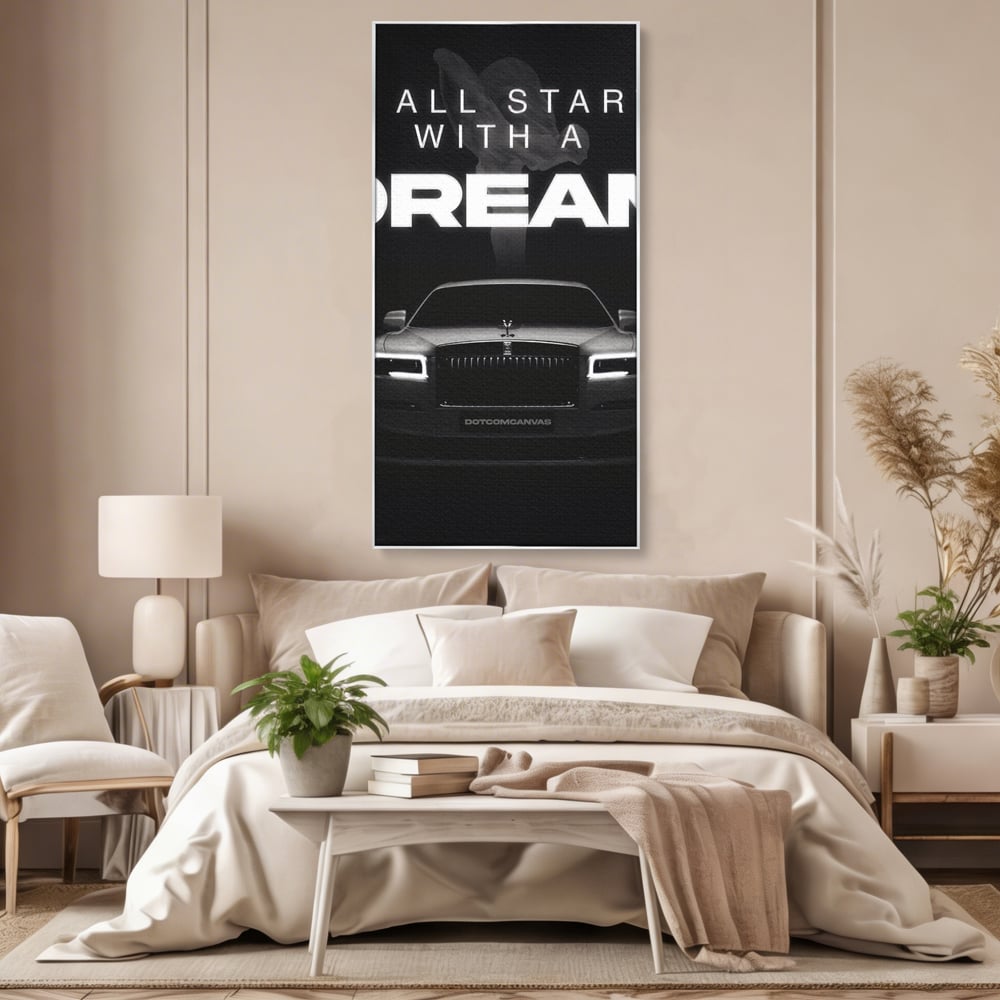 Tablou Canvas Premium LuxCanva® B1038, It All Starts With A Dream , Decorativ, Inspirational, Rolls-Royce, Alb Si Negru