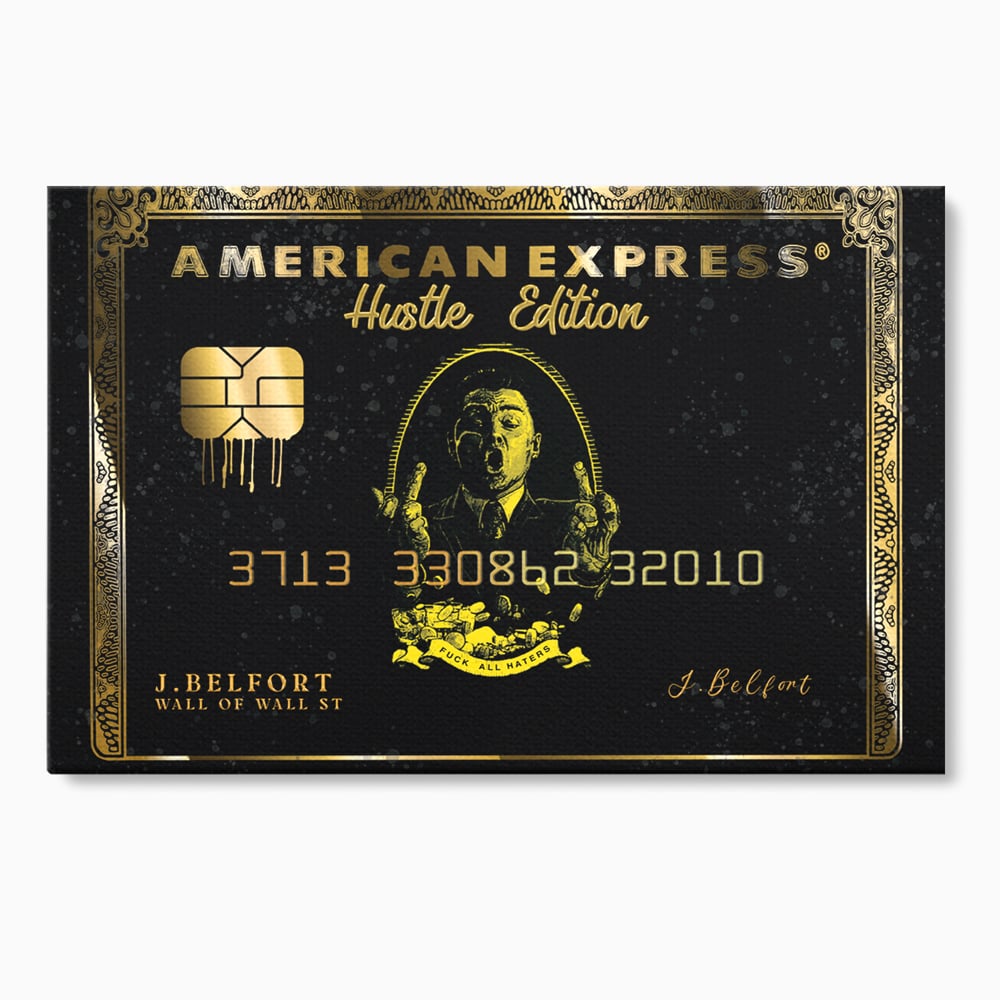 Tablou Canvas Premium LuxCanva® B1039, Hustle Edition , Decorativ, DiCaprio, Money, Wall Street, Auriu